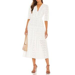 NWT Nicholas White Floral Embroidery Midi Dress, Size 2